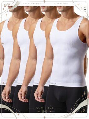 Men's Firm Compression Tank Top Tummy Control Slimming Shapewear 4 Pack